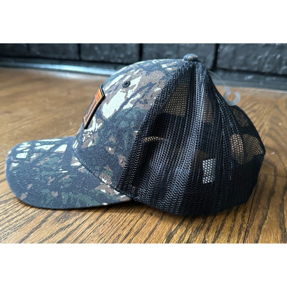 Quiksilver Hawaii Camo Logo Snapback Trucker Hat Mens Mesh Surf Cap Black Orange - Picture 4 of 8